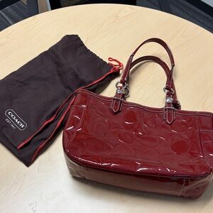 Coach Burgundy Patent Leather Bag & Dust cover